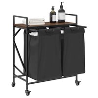 Wasmand 2 vakken met planken bruin eikenkleurig 4