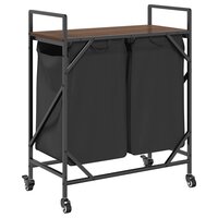 Wasmand 2 vakken met planken bruin eikenkleurig 8