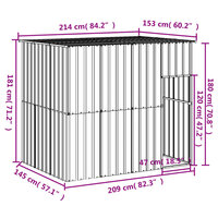 Hondenhok met dak 214x153x181 cm gegalvaniseerd staal antraciet 5