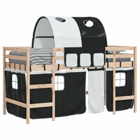 Kinderhoogslaper met tunnel 90x190 cm grenenhout wit en zwart 4