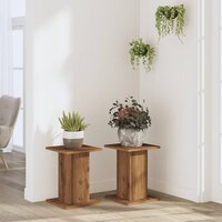 Plantenstandaards 2 st 30x30x40 cm hout artisanaal eiken 3