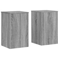 Plantenstandaards 2 st 30x30x50 cm bewerkt hout grijs sonoma 2