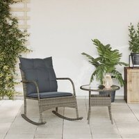 Tuinschommelstoel met kussens poly rattan grijs 3
