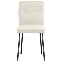 Eetkamerstoelen 2 st fluweel cr&egrave;mekleurig 4