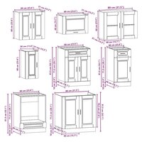 8-delige Keukenkastenset Kalmar bewerkt hout zwart 8