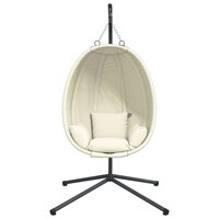 Hangstoel met standaard stof en staal beige 4