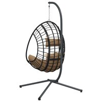Hangstoel met standaard rattan en staal taupe 6