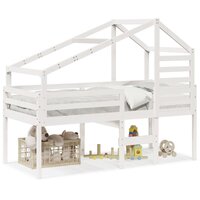 Hoogslaper met dak massief grenenhout wit 90x200 cm 2