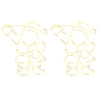 Kerstverlichting silhouet van de kerstman2 st 35 LEDs warm wit 5