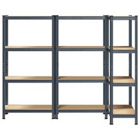 Opbergrekken 4-laags 3 st staal &amp; bewerkt hout antracietkleurig 4