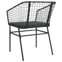Tuinstoelen 2 st met kussens poly rattan zwart 7