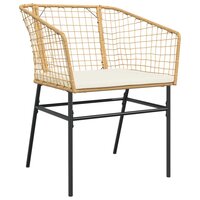 Tuinstoelen 2 st met kussens poly rattan bruin 4