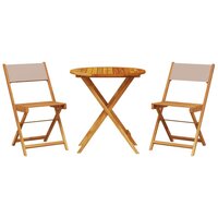 3-delige Bistroset stof en massief hout taupe 2