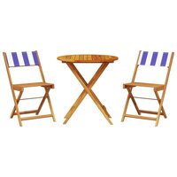 3-delige Bistroset stof en massief hout blauw en wit 2
