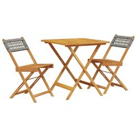 3-delige Bistroset poly rattan en massief hout grijs 2