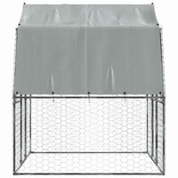 Hondenkennel met dak en deur gegalvaniseerd staal zilverkleurig 5