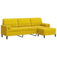 3-zitsbank met voetenbank 210 cm fluweel geel 2