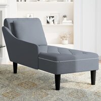 Chaise longue met kussen&amp;rechterarmleuning fluweel donkergrijs 3