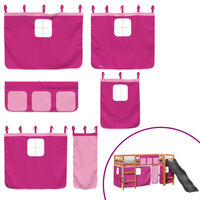 Kinderhoogslaper met gordijnen 80x200 cm grenenhout roze 5