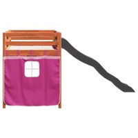 Kinderhoogslaper met gordijnen 80x200 cm grenenhout roze 9