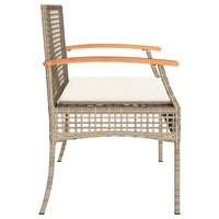Tuinbank met kussen poly rattan en acaciahout beige 5