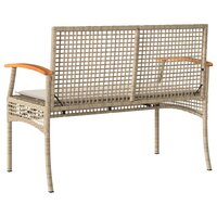 Tuinbank met kussen poly rattan en acaciahout beige 6