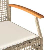 Tuinbank met kussen poly rattan en acaciahout beige 7