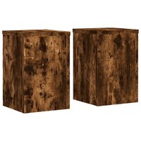 Plantenstandaards 2 st 20x20x30 cm bewerkt hout gerookt eiken 2