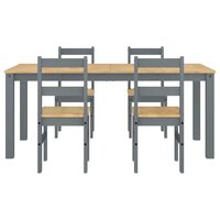 5-delige Eetset Panama massief grenenhout grijs 7