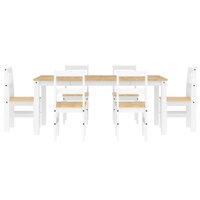 7-delige Eethoek Panama massief grenenhout wit 7