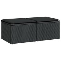 2-delige Loungeset met kussens poly rattan acacia zwart 2