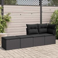 2-delige Loungeset met kussens poly rattan acacia zwart 3