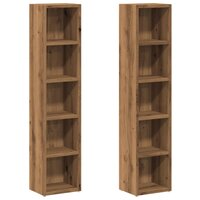 CD-kasten 2 st 21x16x93,5 bewerkt hout artisanaal eikenkleur 2
