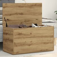 Opbergkist 84x42x46 cm bewerkt hout artisanaal eikenkleurig 3