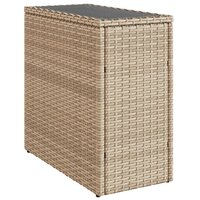 Tuinbijzettafel met glazen blad 58x27,5x55 cm poly rattan beige 2