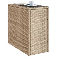 Tuinbijzettafel met glazen blad 58x27,5x55 cm poly rattan beige 4