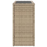 Tuinbijzettafel met glazen blad 58x27,5x55 cm poly rattan beige 6