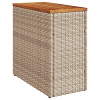 Tuinbijzettafel met houten blad 58x27,5x55 cm poly rattan beige 2