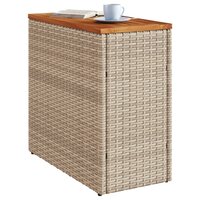 Tuinbijzettafel met houten blad 58x27,5x55 cm poly rattan beige 4
