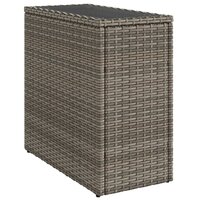 Tuinbijzettafel met glazen blad 58x27,5x55 cm poly rattan grijs 2