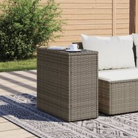 Tuinbijzettafel met glazen blad 58x27,5x55 cm poly rattan grijs 3