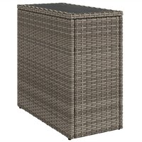 Tuinbijzettafel met glazen blad 58x27,5x55 cm poly rattan grijs 7