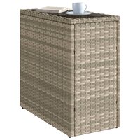 Tuinbijzettafel glasblad 58x27,5x55 cm poly rattan lichtgrijs 4