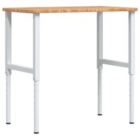 Werkbank rechthoek 100x60x(71,5-98) cm eikenhout lichtbruin 2