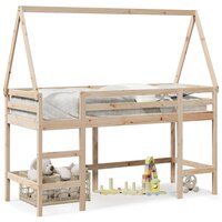 Halfhoogslaper met ladder en bedhuis grenenhout 90x200 cm 2