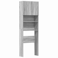 Wasmachinekast 64x24x190 cm bewerkt hout grijs sonoma eikenkl 2
