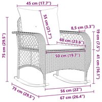 Tuinschommelstoel met kussens poly rattan lichtgrijs 9