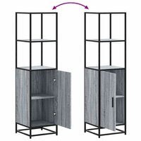 Hoge kast 35,5x35x139 cm bewerkt hout en metaal grijs sonoma 8