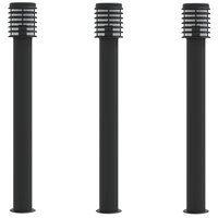Vloerlamp voor buiten 3 st 110 cm roestvrijstaal zwart 2