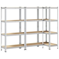 Opbergrekken 4-laags 3 st staal en bewerkt hout zilverkleurig 2